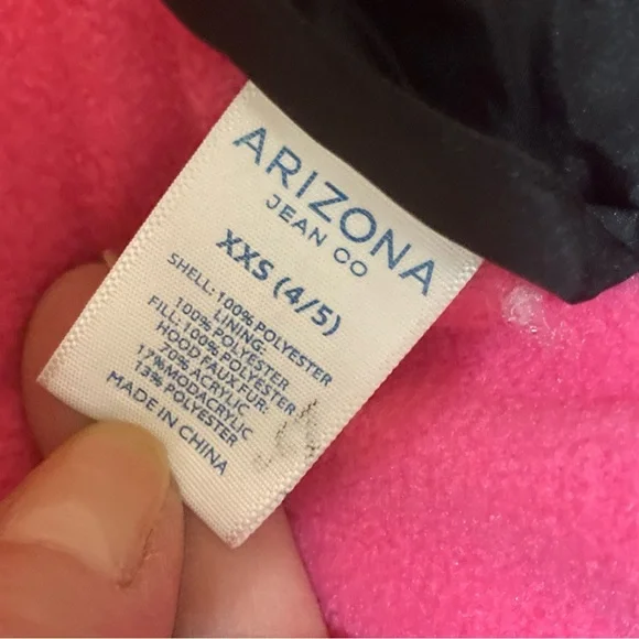 Arizona Jean Company Black and Pink Kids Puffer Jacket - Picture 3 of 8